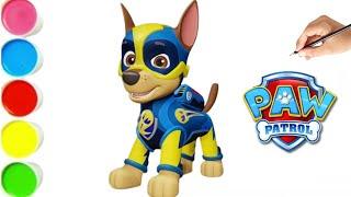 How to Draw Paw Patrol Chase |Paw Patrol Drawing |Coloring Pages