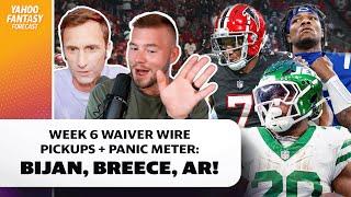 Week 6 waiver wire pickups + Panic Meter: Bijan Robinson, Breece Hall | Yahoo Fantasy Forecast