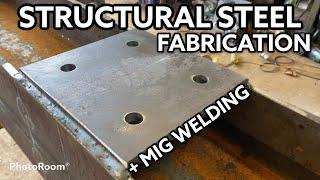 Structural Steel beam flange plate connection. Steel fabrication & Mig welding.