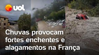 Tempestade provoca enchentes na França e carros são arrastados por correnteza da água; veja vídeos