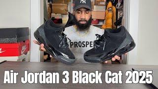 Air Jordan 3 Black Cat 2025 On Feet Review