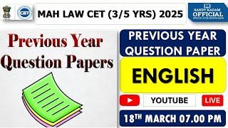 MAH LAW CET (3/5 Yrs) 2025 - English | previous year question paper | #english #pyq