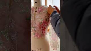 Making a long puffy sleeves floral sequin prom dress #dress #gown #sewing #creative #prom #fashion