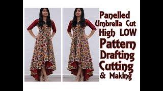 Panelled UMBRELLA CUT High LOW Kurta Pattern Drafting, Cutting,Making | DIY  Raksha Bandhan SPECIAL