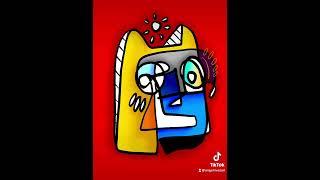 Digital art painting process. Procreate in iPad 12.9 for NFT and printing art