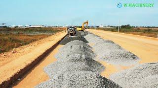 Full Processing Bulldozer Pushing Gravel Install Roads | Dozer Spreading Gravel Techniques Skills