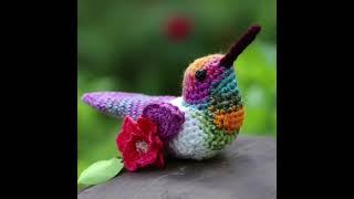 MOST BEAUTIFUL COLORED HUMMINGBIRD WOOL CROCHET MADE AI DESIGNS IDEAS @ KLMNO ART