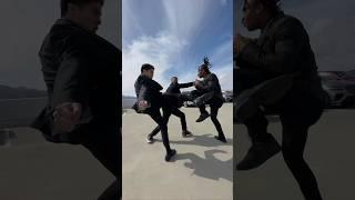 1 v 3 fight on the roof!  #fight #shorts #johnwick
