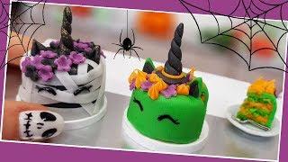 Halloween UNICORN zombie & witch cakes  /real mini cakes/DIY/ Jenny's mini cooking / How to make