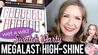 Wet N Wild Megalast High Shine Lipsticks! Lip Swatch Party - All Shades! | LipglossLeslie