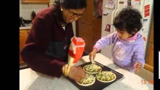 Saradha is helping to make Pizza at home