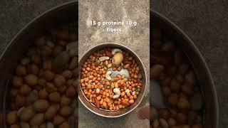 Quantity-(40g chana)(10g green moong)(10g peanut)(10g soyaseeds)(20g almond,cashew,drydates,raisins)