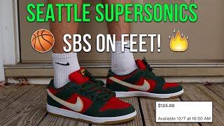 BETTER ON FEET! NIKE SB DUNK LOW "SEATTLE SUPERSONICS" ON FEET/IN-HAND REVIEW! (Unboxing)