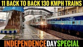 130 kmph RAJDHANI Gang in TORRENTIAL Rain thunders past Dadri at full speed | Indian Railways