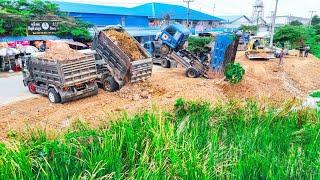 Nicely SHOW LANDFILL by Expert operator skill Dozer KOMATSU D31PX pushing soil into water clear land