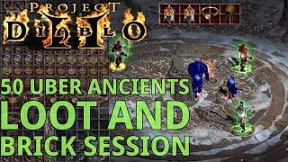 ID and Slam Loot from 50 Uber Ancient runs in Season 9 of Project Diablo 2 (PD2) Big GGs & Bricks