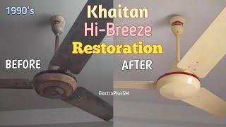 90's Khaitan Hi-Breeze ceiling fan Hand Painting (Red-Ivory)