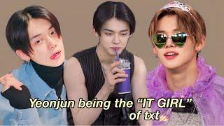 Yeonjun being the IT GIRL of txt