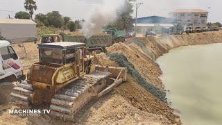 Full Videos 100% Complete Project Strong Power Old Dozer KOMATSU D60P, Truck Skills Dumping EVER