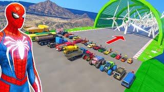 spider man and superhero 100% impossible challenge with all vehicles | GTA 5 MOD