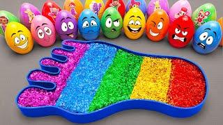 Satisfying ASMR | Making Rainbow Glitter Foot Bathtub by Mixing SLIME in Rainbow Eggs CLAY Coloring