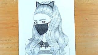 How to draw a Beautiful Girlwearing Mask -Girl with MaskII Pencil sketch for beginner |Idrawing