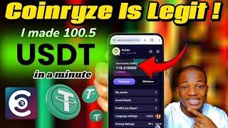 Coinryze is legit; i Made 100.5 Usdt in a minute | UNLIMITED Crypto Trading for beginners 2024