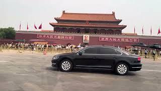 Tiananmen Square Driving through by a Taxi