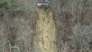 Structure in Greene County, Pennsylvania sitting above landslide