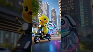 The cute duck takes the robot dog home.#duck #shorts