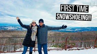 Snowshoeing at the Scenic Caves in Blue Mountain, Ontario Canada