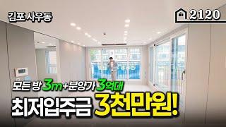 "큰3룸" 오픈과 동시에 빠른 계약중! 김포 사우동 역세권 대형 고급신축빌라