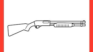 How to draw a REMINGTON 870 shotgun step by step / drawing Remington 870 police magnum gun