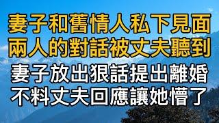 妻子和舊情人私下見面兩人的對話被丈夫聽到，妻子放出狠話提出離婚不料丈夫的回應讓他傻眼了。真實故事 ｜都市男女｜情感｜男閨蜜｜妻子出軌｜楓林情感