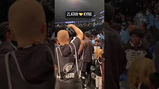 Zlatan Ibrahimovic and Kyrie Irving at the Brooklyn game. Irving gave the jersey to Zlatan