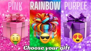 Choose your gift || 3 gift box challenge Pink, Rainbow & Purple #giftboxchallenge #pickonekickone