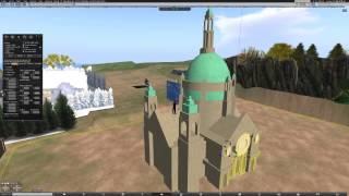 Building a cathedral in Second Life with prims.