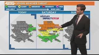 Weather Impact Alert: Storms Saturday could produce damaging winds, tornadoes