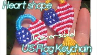  !Memorial Day Special!  Reversible Heart️ shape US flag  keychain