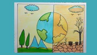 Save water save Earth Drawing Save Earth Poster Drawing/ Environment Day Drawing