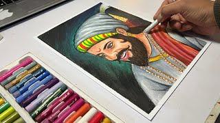 Draw With Me - Chhatrapati Shivaji Maharaj Drawing, Oil Pastel Drawing 
