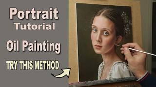 Oil Painting PORTRAIT TUTORIAL | Paint Realistic SKIN TONES. Follow from OUTLINE to Finished Work.