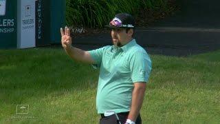 Andres Gonzalez finds the back of the cup on No. 15 at Travelers