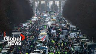 German farmers block streets with tractors in protest of proposed agricultural tax increase