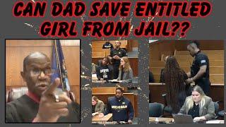 CAN DAD SAVE ENTITLED BRAT FROM JAIL? Entitled girl who has done nothing comes before judge Simpson!