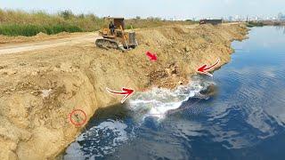 Amazing Big Power Dozer Komatsu D53 &  25 5T Dump TruckMoving Dirt to Widen the Road