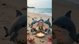 3 Baby Sharks Celebrate Birthday Without Mom  #shark #whale #ocean #shorts