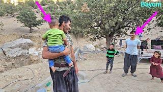 Repairing the roof of Jahanbakhsh's house for a winter full of blizzards