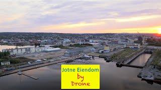 Sunrise at Jotne Property (Quay 4) w/Floating Saunas  in Fredrikstad, Norway Drone 5K