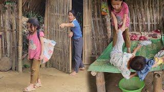 The girl was left feeling lonely at home while her younger brother was sent to school by his mother.